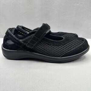OrthoFeet Sanibel 893 Womens Size 10.5 (D) Mary Jane Black Mesh Orthotic WIDE